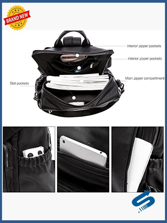Leather Fashion Backpack Purse Large Travel Convertible Work Bag main image 5